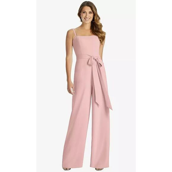 NEW! Dessy Collection Size 0 Spaghetti Strap Jumpsuit Rose $263 msrp I24-13 - Picture 1 of 11